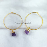 Amethyst earrings, Raw crystal earrings, February birthstone, Electroplated earrings, Boho earrings